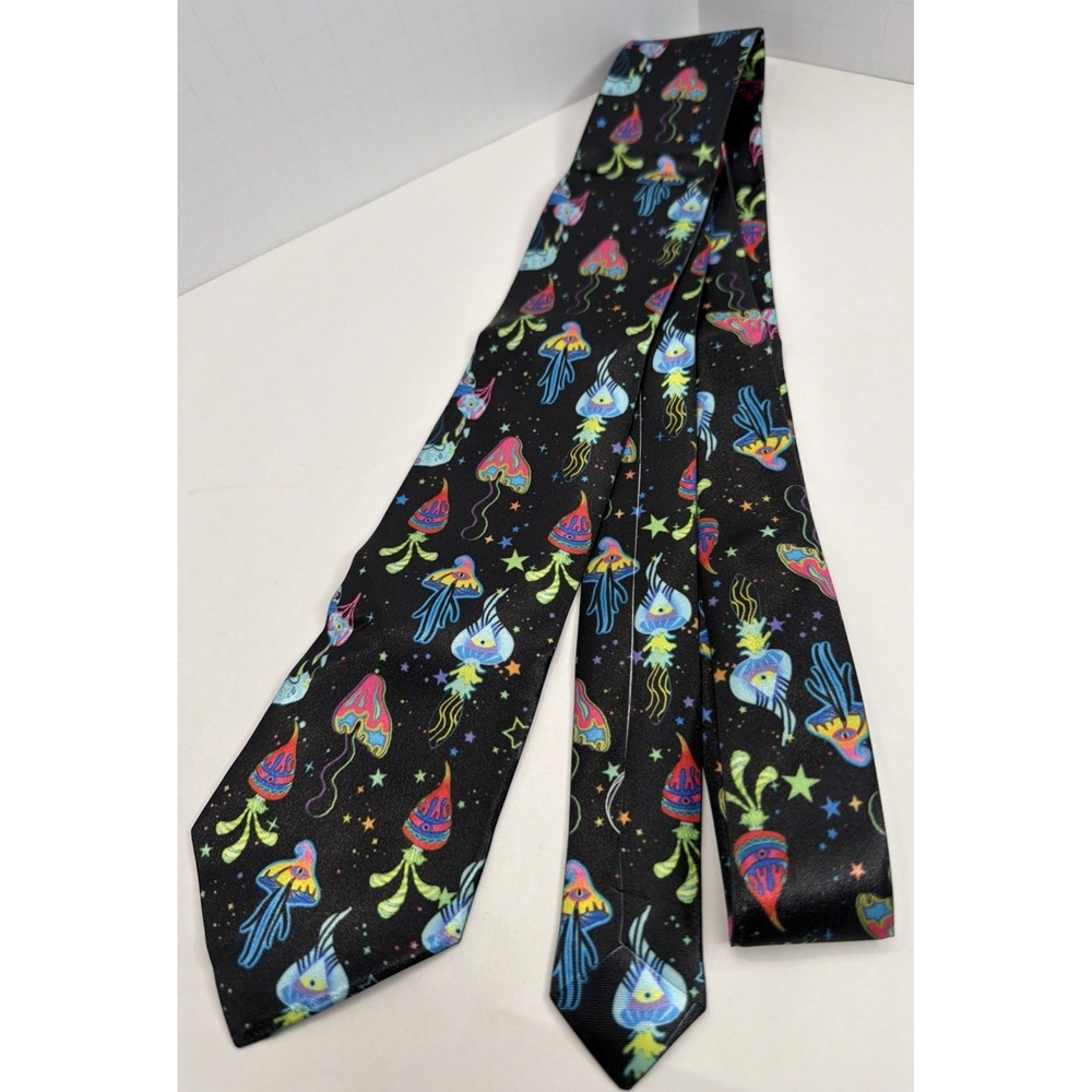 Psychedelic Jellyfish Tie Bright Colorful Sea Life Novelty Necktie - NEW